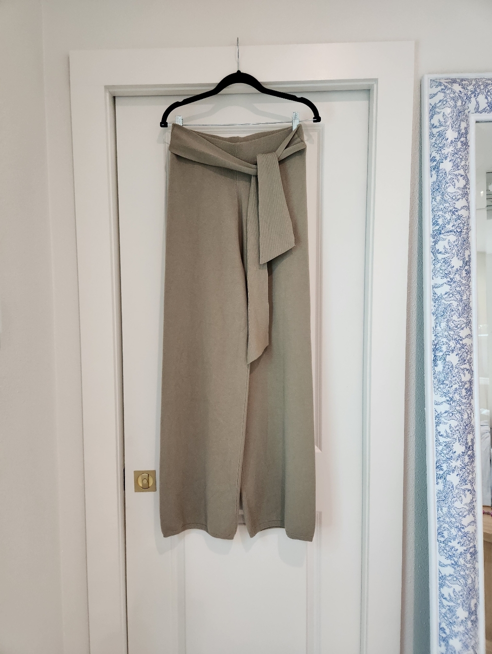FORE High-Waist Tie Front Wide Leg Pants— Tan Sage